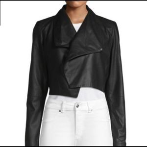 Lamarque cropped black leather jacket size medium